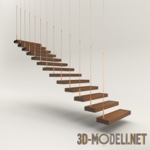 3d-модель Современная лестница с подвесными ступенями