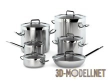 3d-модель Набор кастрюль и сковорода