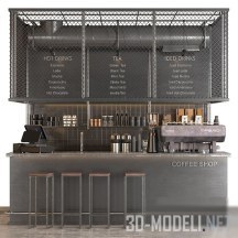 3d-модель Кафе в индустриальном стиле, с оборудованием
