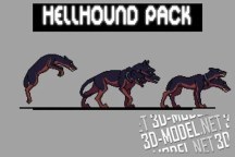 3d-ассет: Hellhound Character Sprite Sheets Pixel Art