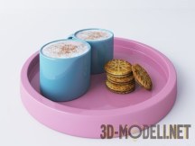 3d-модель Кофейный набор в нежных тонах