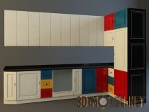 3d-модель Кухня с цветными фасадами