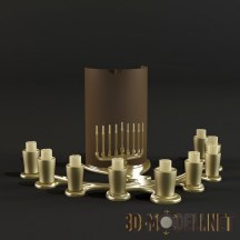 3d-модель Золотистый подсвечник на девять невысоких свечей