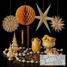 Рождественский декоративный набор с мандаринами