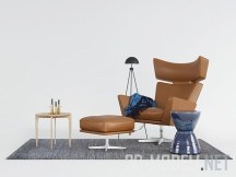 3d-модель Набор с креслом Oksen от Fritz Hansen