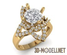 3d-модель Золотое кольцо в виде цветка с бриллиантами