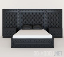 3d-модель Кровать в черной коже