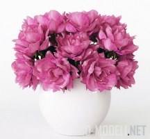 Букет розовых цветов в белой вазе