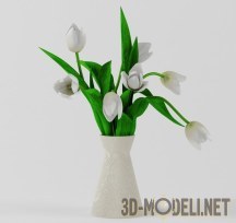 3d-модель Ваза с белыми тюльпанами