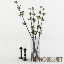 3d-модель Стеклянная ваза с ветками