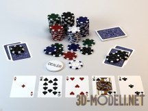 3d-модель Карты и фишки для игры в покер