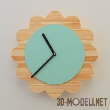 3d-модель Круглые деревянные часы-цветок
