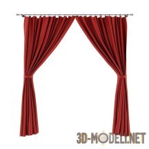 3d-модель Оконные шторы карминного цвета