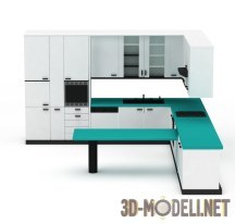 3d-модель Белая кухня с выдвижной поверхностью
