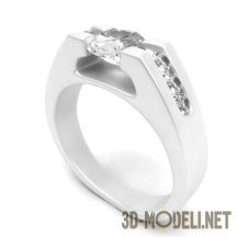 3d-модель Классическое кольцо с бриллиантами