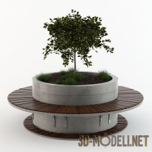 3d-модель Круговая лавочка и дерево