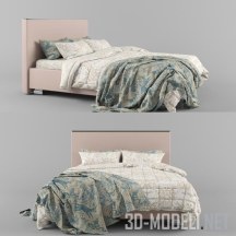 Розовая кровать с постельным бельем