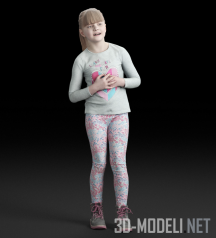 3d-модель Стоящая маленькая девочка в леггинсах