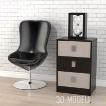 3d-модель Тумба с песочными часами и кресло