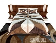 Кровать и ковер в коричневых тонах