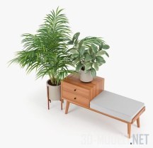 3d-модель Скамейка и пальма арека
