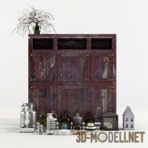 3d-модель Набор декора и старый шкаф