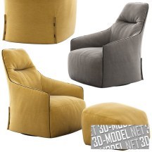 3d-модель Желтые и серые кресла и пуфы santa monica от Poliform