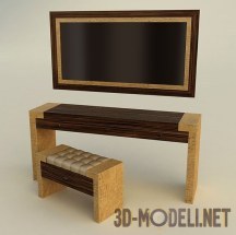 3d-модель Туалетный столик, пуф и зеркало Formitalia Alabama