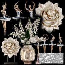 3d-модель Декоративный сет с фигурками балерин