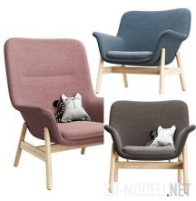 3d-модель Кресло Wedbu IKEA, с подушкой-котом