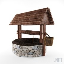 3d-модель Старый колодец с деревянной крышей
