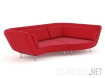 3d-модель Красный ассиметричный диванчик