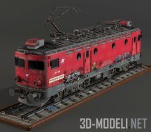 3d-модель Старый электропоезд на рельсах