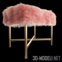 3d-модель Розовый меховой пуф от HomePop