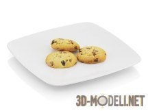 3d-модель Три печенья с изюмом и орешками