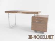 3d-модель Рабочий стол с деревянной тумбой