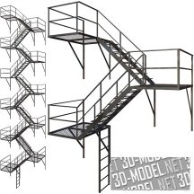 3d-модель Пожарная металлическая лестница для многоэтажек