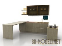 3d-модель Минималистичная кухня с деревянными фасадами