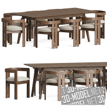 3d-модель Деревянный стол и стулья (Tacchini, Made)
