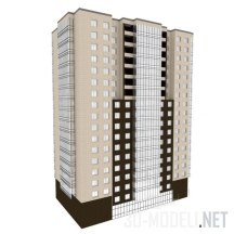 3d-модель Современная бежево-коричневая многоэтажка