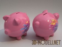 3d-модель Фарфоровая розовая свинка-копилка