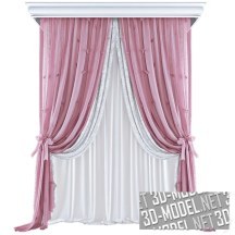 3d-модель Бело-розовые шторы в романтичном стиле