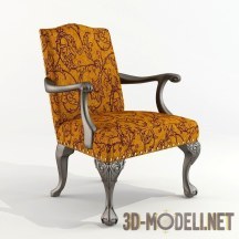 3d-модель Кресло с флоральной обивкой и гнутыми ножками