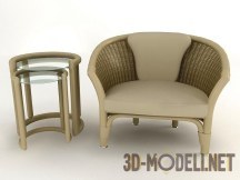 3d-модель Плетеное кресло и столик