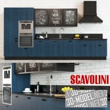 3d-модель Кухня в сине-черных тонах, Diesel Social от Scavolini