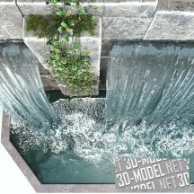 3d-модель Водопад с камнями и растениями
