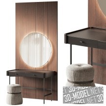 3d-модель Туалетный стол Porada Dafto и пуф Poltrona Frau Lepli