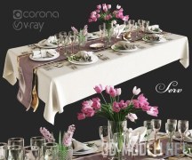 Сервировка стола с тюльпанами