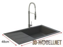 3d-модель Кухонная мойка и кран с гибким шлангом