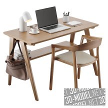 3d-модель Письменный стол, стул и аксессуары
